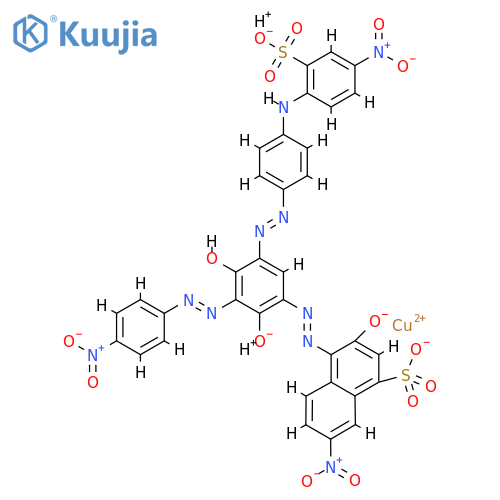 dihydrogen [4-[[2,4-dihydroxy-3-[(4-nitrophenyl)azo]-5-[[4-(4-nitro-2-sulphoanilino)phenyl]azo]phenyl]azo]-3-hydroxy-7-nitronaphthalene-1-sulphonato(4-)]cuprate(2-) structure