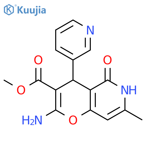 methyl 2-amino-7-methyl-5-oxo-4-(pyridin-3-yl)-4H,5H,6H-pyrano3,2-cpyridine-3-carboxylate structure
