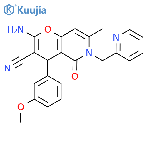 2-amino-4-(3-methoxyphenyl)-7-methyl-5-oxo-6-(pyridin-2-yl)methyl-4H,5H,6H-pyrano3,2-cpyridine-3-carbonitrile structure