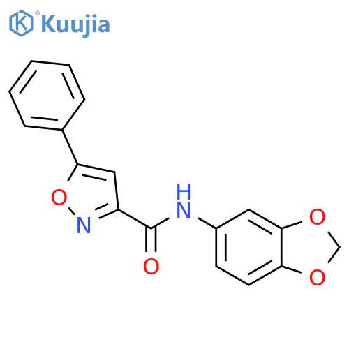 5-Phenyl-isoxazole-3-carboxylic acid benzo[1,3]dioxol-5-ylamide structure