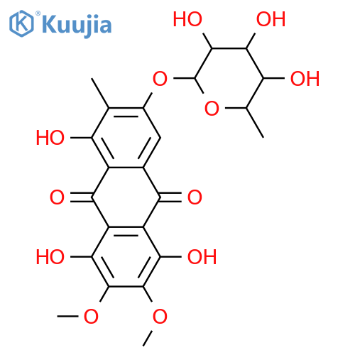 1,2,3,4,5,7-Hexahydroxy-6-methylanthraquinone; 2,3-Di-Me ether, 7-O-α-L-rhamnopyranoside structure