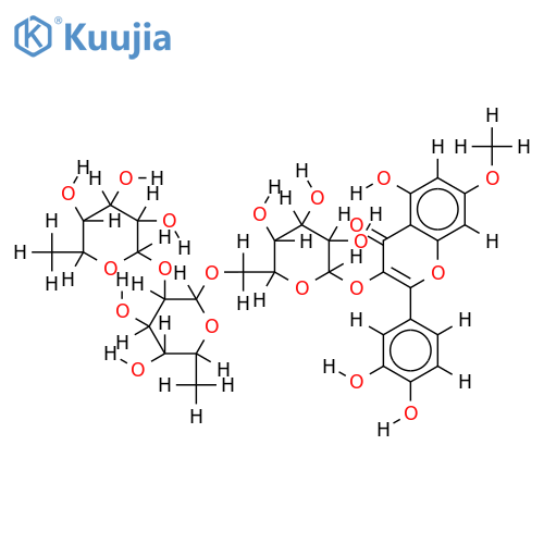 3-O-[alpha-L-Rhamnopyranosyl-(1?2)-alpha-L-rhamnopyranosyl-(1?6)-beta-D-galactopyranoside]-3,3',4',5-Tetrahydroxy-7-methoxyflavone structure