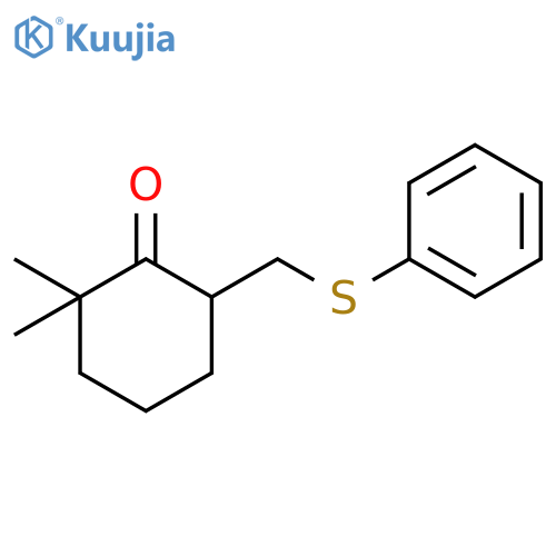 Cyclohexanone, 2,2-dimethyl-6-[(phenylthio)methyl]- structure