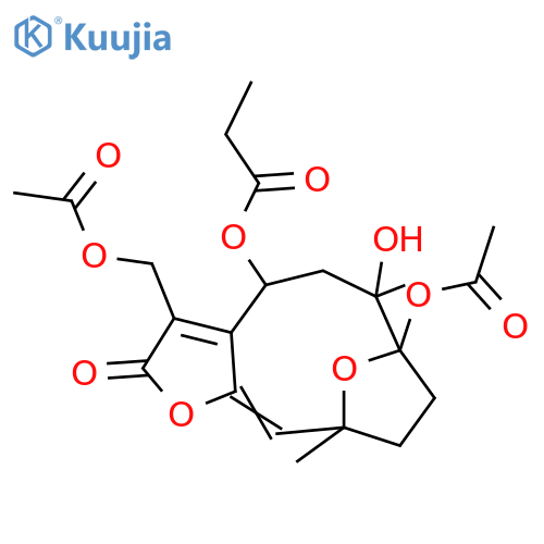 1,4-Epoxy-1,8,10,13-tetrahydroxy-5,7(11)-germacradien-12,6-olide; (1α,4β,8α,10α)-form, 8-Propanoyl, 1,13-di-Ac structure