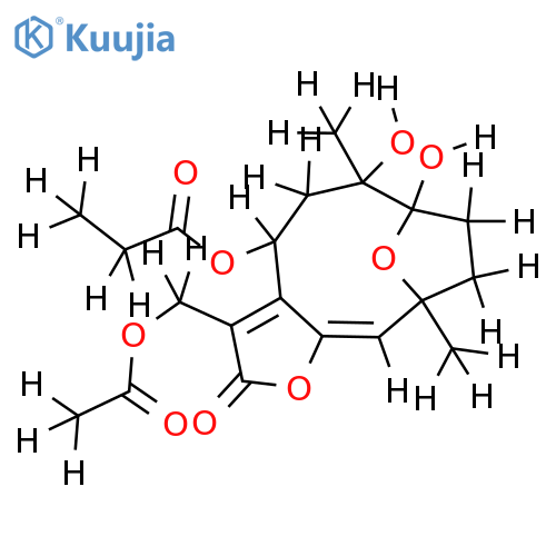 8-Propanoyl,13-Ac-1,4-Epoxy-1,8,10,13-tetrahydroxy-5,7(11)-germacradien-12,6-olide structure