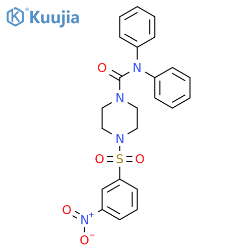 4-(3-nitrobenzenesulfonyl)-N,N-diphenylpiperazine-1-carboxamide structure