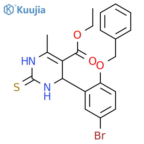 <br>ethyl 4-[2-(benzyloxy)-5-bromophenyl]-6-methyl-2-thioxo-1,2,3,4-tetrahydro- 5-pyrimidinecarboxylate structure