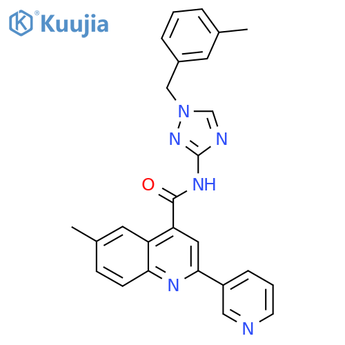 6-methyl-N-{1-(3-methylphenyl)methyl-1H-1,2,4-triazol-3-yl}-2-(pyridin-3-yl)quinoline-4-carboxamide structure