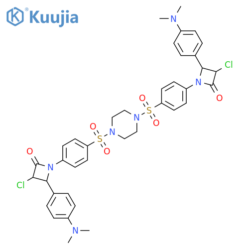 Piperazine,1,4-bis[[4-[3-chloro-2-[4-(dimethylamino)phenyl]-4-oxo-1-azetidinyl]phenyl]sulfonyl]- structure
