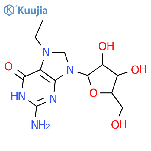 1H-Purinium,2-amino-7-ethyl-6,9-dihydro-6-oxo-9-b-D-ribofuranosyl- (9CI) structure