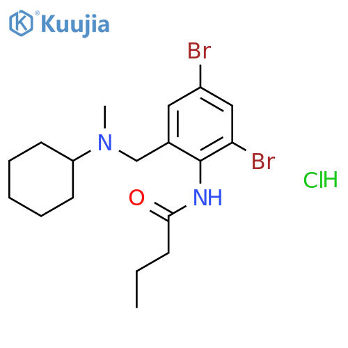 N-(2,4-dibromo-6-{[cyclohexyl(methyl)amino]methyl}phenyl)butanamide hydrochloride structure