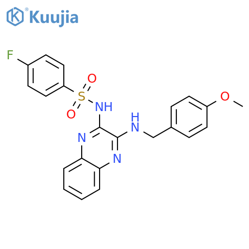 4-fluoro-N-(3-{(4-methoxyphenyl)methylamino}quinoxalin-2-yl)benzene-1-sulfonamide structure