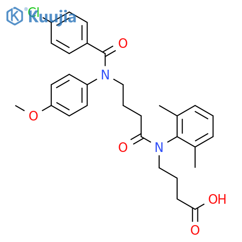 Butanoic acid,4-[[4-[(4-chlorobenzoyl)(4-methoxyphenyl)amino]-1-oxobutyl](2,6-dimethylphenyl)amino]- structure