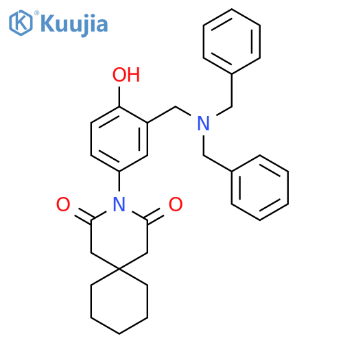 3-[3-[(dibenzylamino)methyl]-4-hydroxyphenyl]-3-azaspiro[5.5]undecane-2,4-dione structure