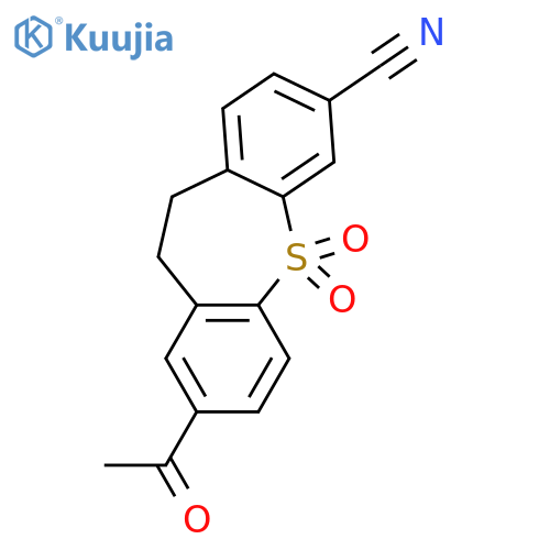 DIBENZO[B,F]THIEPIN-3-CARBONITRILE, 8-ACETYL-10,11-DIHYDRO-, 5,5-DIOXIDE structure