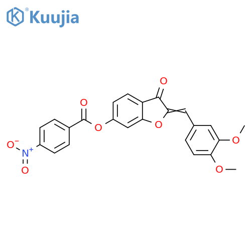 (2Z)-2-(3,4-dimethoxyphenyl)methylidene-3-oxo-2,3-dihydro-1-benzofuran-6-yl 4-nitrobenzoate structure