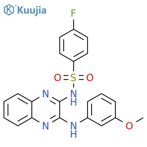 4-fluoro-N-{3-(3-methoxyphenyl)aminoquinoxalin-2-yl}benzene-1-sulfonamide structure
