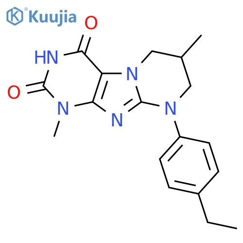 9-(4-ethylphenyl)-1,7-dimethyl-1H,2H,3H,4H,6H,7H,8H,9H-pyrimido1,2-gpurine-2,4-dione structure