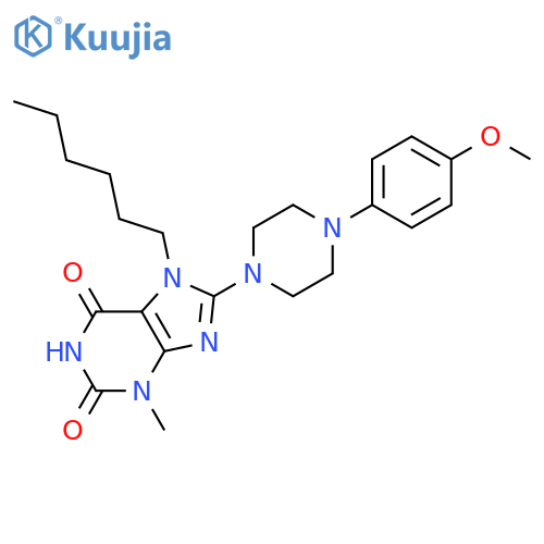 7-hexyl-8-4-(4-methoxyphenyl)piperazin-1-yl-3-methyl-2,3,6,7-tetrahydro-1H-purine-2,6-dione structure