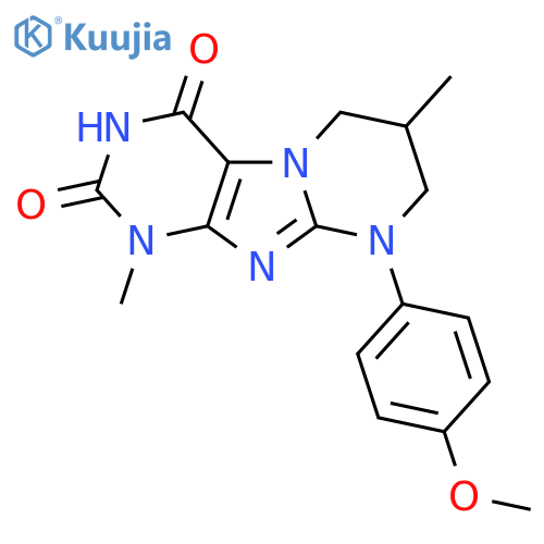 9-(4-methoxyphenyl)-1,7-dimethyl-1H,2H,3H,4H,6H,7H,8H,9H-pyrimido1,2-gpurine-2,4-dione structure