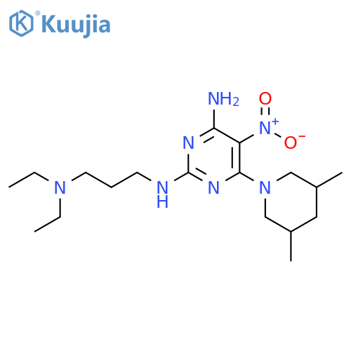 N2-3-(diethylamino)propyl-6-(3,5-dimethylpiperidin-1-yl)-5-nitropyrimidine-2,4-diamine structure