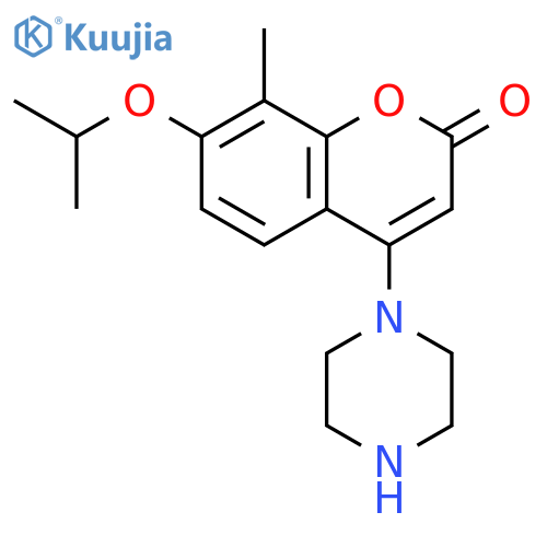 2H-1-Benzopyran-2-one, 8-methyl-7-(1-methylethoxy)-4-(1-piperazinyl)- structure