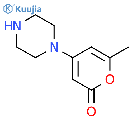 6-methyl-4-(piperazin-1-yl)-2H-pyran-2-one structure