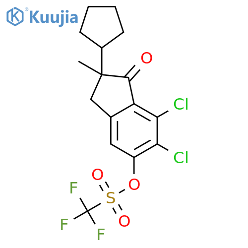 Methanesulfonic acid, trifluoro-,6,7-dichloro-2-cyclopentyl-2,3-dihydro-2-methyl-1-oxo-1H-inden-5-ylester structure