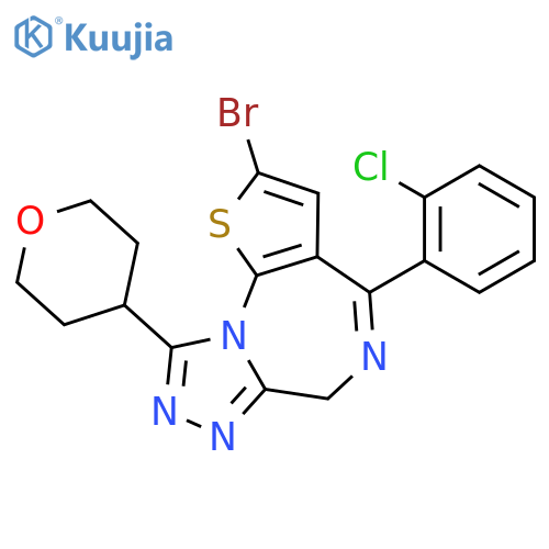 2-bromo-4-(2-chlorophenyl)-9-(tetrahydro-2H-pyran-4-yl)-6H-thieno[3,2-f][1,2,4]triazolo[4,3-a][1,4]diazepine structure