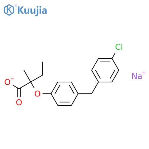 Butanoic acid,2-[4-[(4-chlorophenyl)methyl]phenoxy]-2-methyl-, sodium salt (1:1) structure