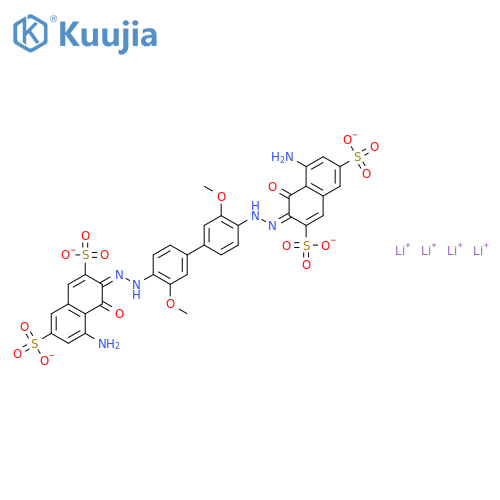 2,7-Naphthalenedisulfonicacid,3,3'-[(3,3'-dimethoxy[1,1'-biphenyl]-4,4'-diyl)bis(2,1-diazenediyl)]bis[5-amino-4-hydroxy-,lithium salt (1:4) structure
