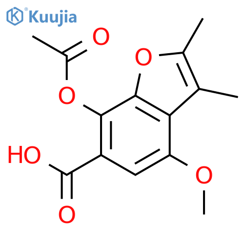 7-(acetyloxy)-4-methoxy-2,3-dimethyl-1-benzofuran-6-carboxylic acid structure