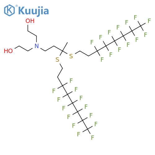 Pentanoic acid, 4,4-bis(.gamma.-.omega.-perfluoro-C8-20-alkyl)thio derivs., compds. with diethanolamine structure
