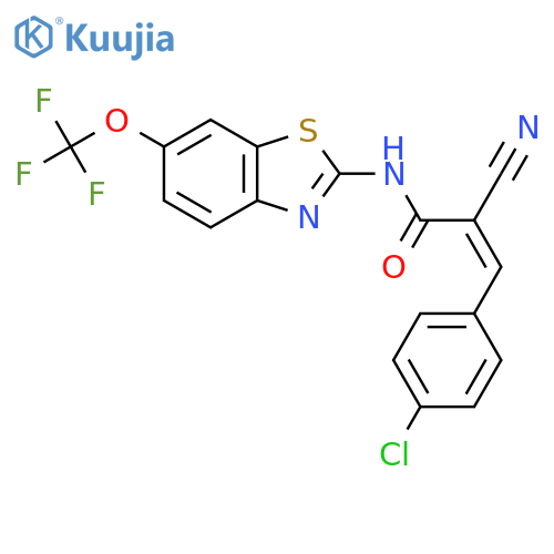 3-(4-chlorophenyl)-2-cyano-N-[6-(trifluoromethoxy)-1,3-benzothiazol-2-yl]prop-2-enamide structure