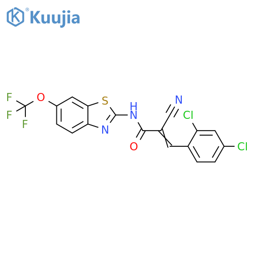 2-Cyano-3-(2,4-dichlorophenyl)-N-[6-(trifluoromethoxy)-2-benzothiazolyl]-2-propenamide structure