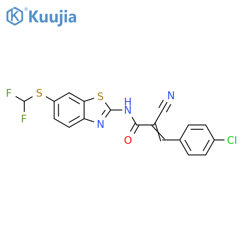 3-(4-Chlorophenyl)-2-cyano-N-[6-[(difluoromethyl)thio]-2-benzothiazolyl]-2-propenamide structure