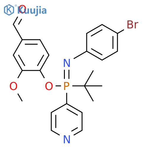 Phosphinimidic acid, N-(4-bromophenyl)-P-(1,1-dimethylethyl)-P-4-pyridinyl-, mono(4-formyl-2-methoxyphenyl) ester structure