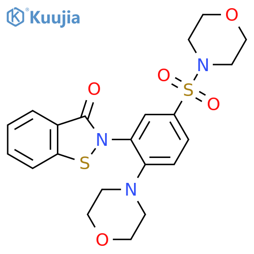 2-2-(morpholin-4-yl)-5-(morpholine-4-sulfonyl)phenyl-2,3-dihydro-1,2-benzothiazol-3-one structure