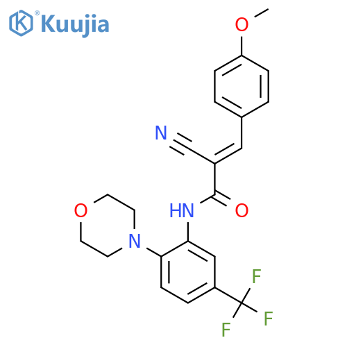 (E)-2-cyano-3-(4-methoxyphenyl)-N-[2-morpholin-4-yl-5-(trifluoromethyl)phenyl]prop-2-enamide structure