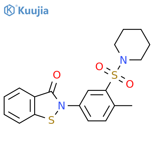 2-4-methyl-3-(piperidine-1-sulfonyl)phenyl-2,3-dihydro-1,2-benzothiazol-3-one structure