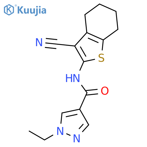 N-(3-cyano-4,5,6,7-tetrahydro-1-benzothiophen-2-yl)-1-ethyl-1H-pyrazole-4-carboxamide structure