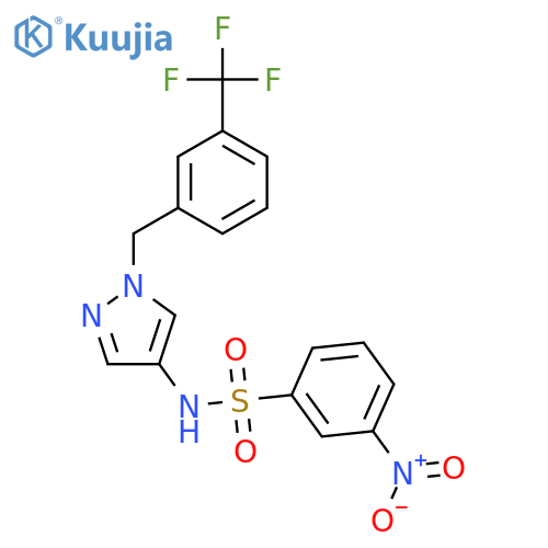 3-nitro-N-{1-[3-(trifluoromethyl)benzyl]-1H-pyrazol-4-yl}benzenesulfonamide structure