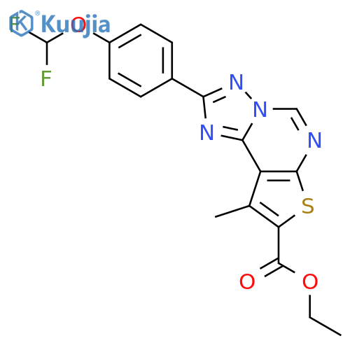 ethyl 2-[4-(difluoromethoxy)phenyl]-9-methylthieno[3,2-e][1,2,4]triazolo[1,5-c]pyrimidine-8-carboxylate structure