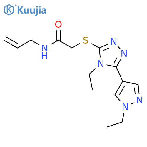 2-{[4-ethyl-5-(1-ethyl-1H-pyrazol-4-yl)-4H-1,2,4-triazol-3-yl]sulfanyl}-N-prop-2-en-1-ylacetamide structure