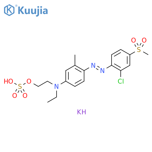 Sulfuric acid potassium 2-[[4-[[2-chloro-4-(methylsulfonyl)phenyl]azo]-3-methylphenyl]ethylamino]ethyl ester salt structure