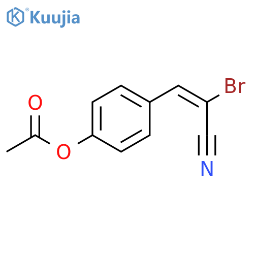 2-Propenenitrile, 3-[4-(acetyloxy)phenyl]-2-bromo-, (E)- structure