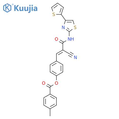 4-(2-Cyano-2-{[4-(thiophen-2-yl)-1,3-thiazol-2-yl]carbamoyl}eth-1-en-1-yl)phenyl 4-methylbenzoate structure