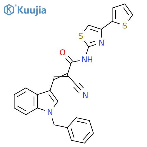 2-Cyano-3-[1-(phenylmethyl)-1H-indol-3-yl]-N-[4-(2-thienyl)-2-thiazolyl]-2-propenamide structure