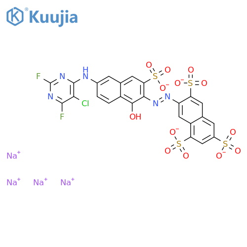 1,3,6-Naphthalenetrisulfonicacid,7-[2-[6-[(5-chloro-2,6-difluoro-4-pyrimidinyl)amino]-1-hydroxy-3-sulfo-2-naphthalenyl]diazenyl]-,sodium salt (1:4) structure