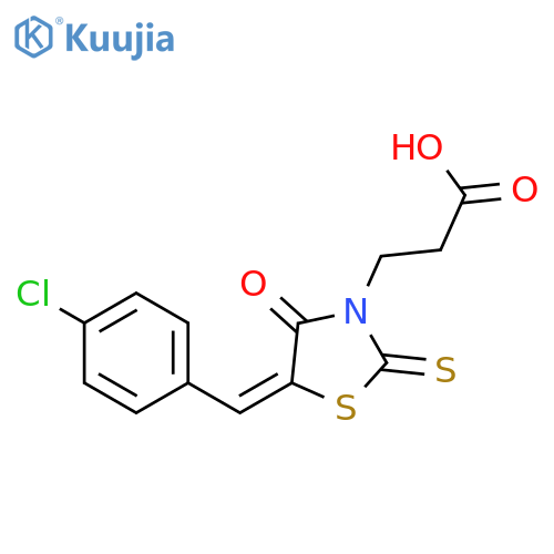 3-(5Z)-5-(4-chlorophenyl)methylidene-4-oxo-2-sulfanylidene-1,3-thiazolidin-3-ylpropanoic acid structure
